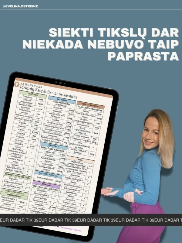 produktu krepselis ir pasiulymas isigyti mitybos plana